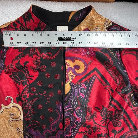 Chico's Womens Holiday Splendor Print Open Front Jacket Size 2 Artsy Multicolor - Picture 6 of 10